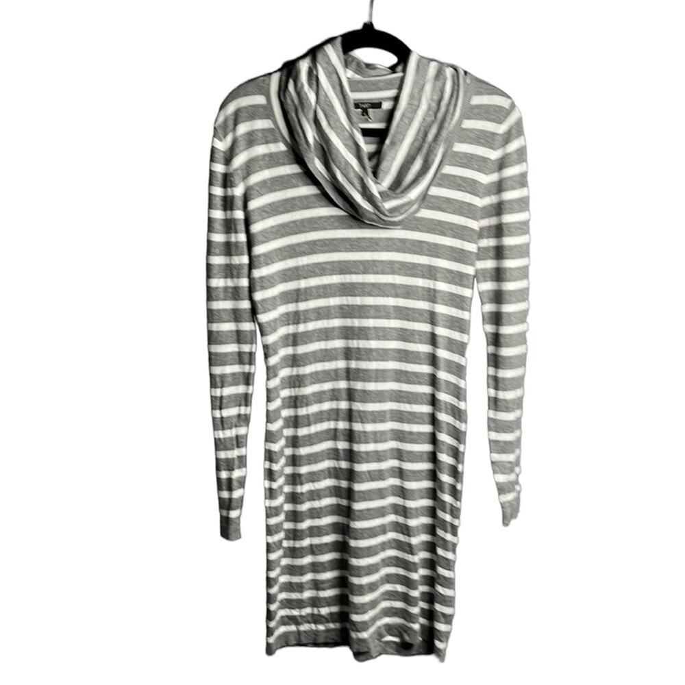 Tart Gray White Striped Cowl Neck Sweater Dress Small
